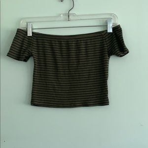 Cute off the shoulder striped crop top